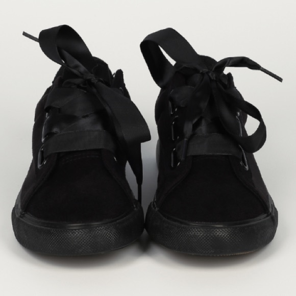 BLACK SUEDE LACE UP SNEAKERS SIZES 5-8 - Picture 4 of 7